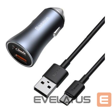 Autolaadijad Baseus Contactor Pro fast car charger 2x USB 40 W Quick Charge SCP FCP AFC + USB cable - USB Type C Grey