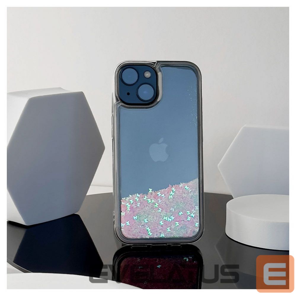 Tagakaaned iLike Apple iPhone 14 Silicone Case Water Glitter Pink