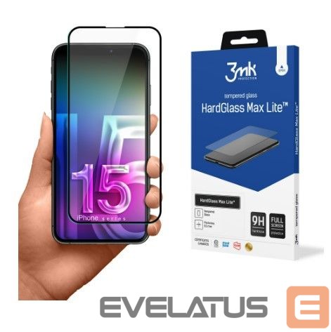 Kaitseklaasid 3MK Apple iPhone 15 HardGlass Max Lite Black