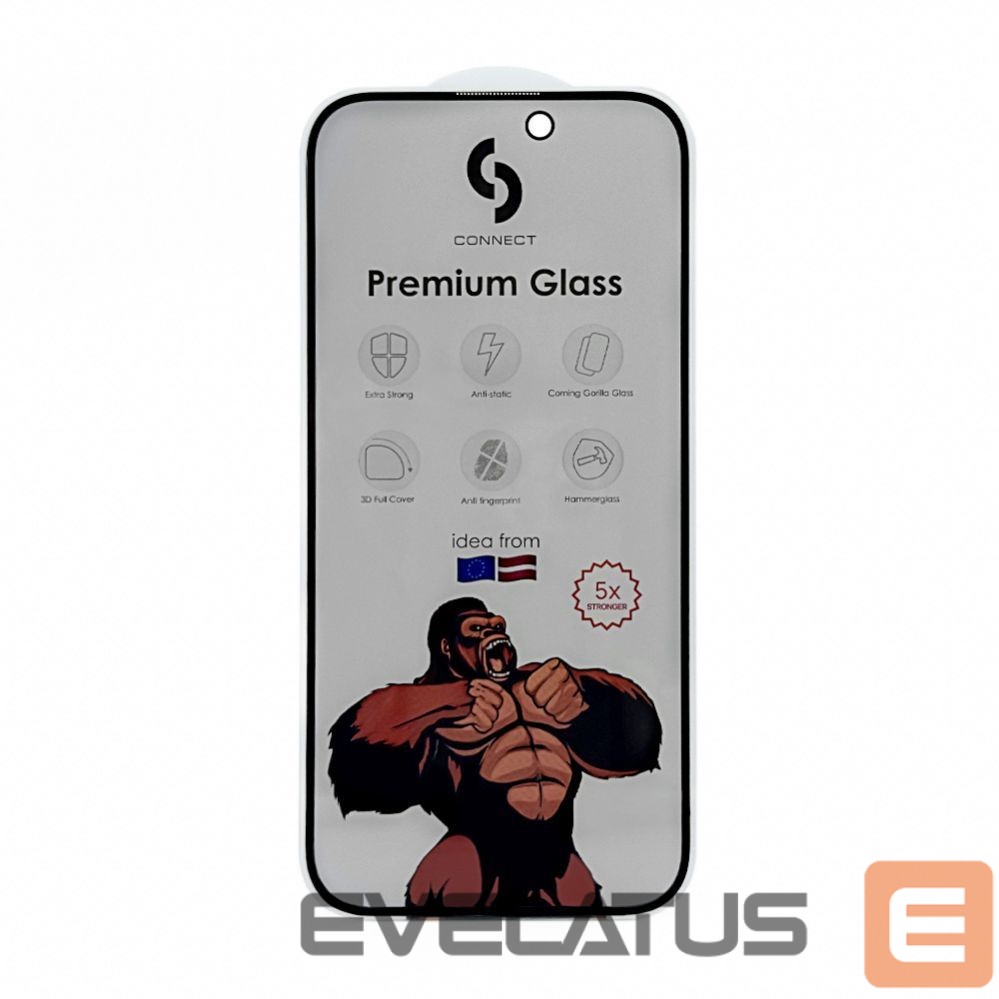 Kaitseklaasid Connect Apple iPhone 15 Plus Privacy 3D Corning Gorilla Glass 5X stong Black