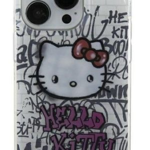 Tagakaaned Hello Kitty Apple iPhone 15 6.1 hardcase IML Kitty On Bricks Graffit White