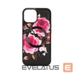 Tagakaaned Evelatus Apple iPhone 14 Leather Case Zipper Design Flower Black