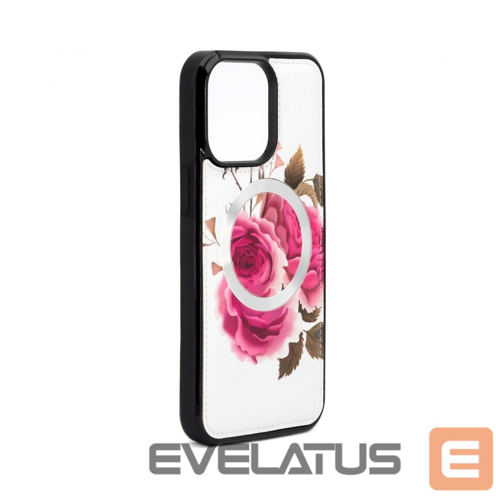 Tagakaaned Evelatus Apple iPhone 14 Pro Max Leather Case Zipper Design Flower White