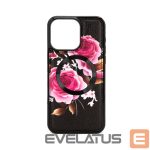 Tagakaaned Evelatus Apple iPhone 15 Pro Leather Case Zipper Design Flower Black