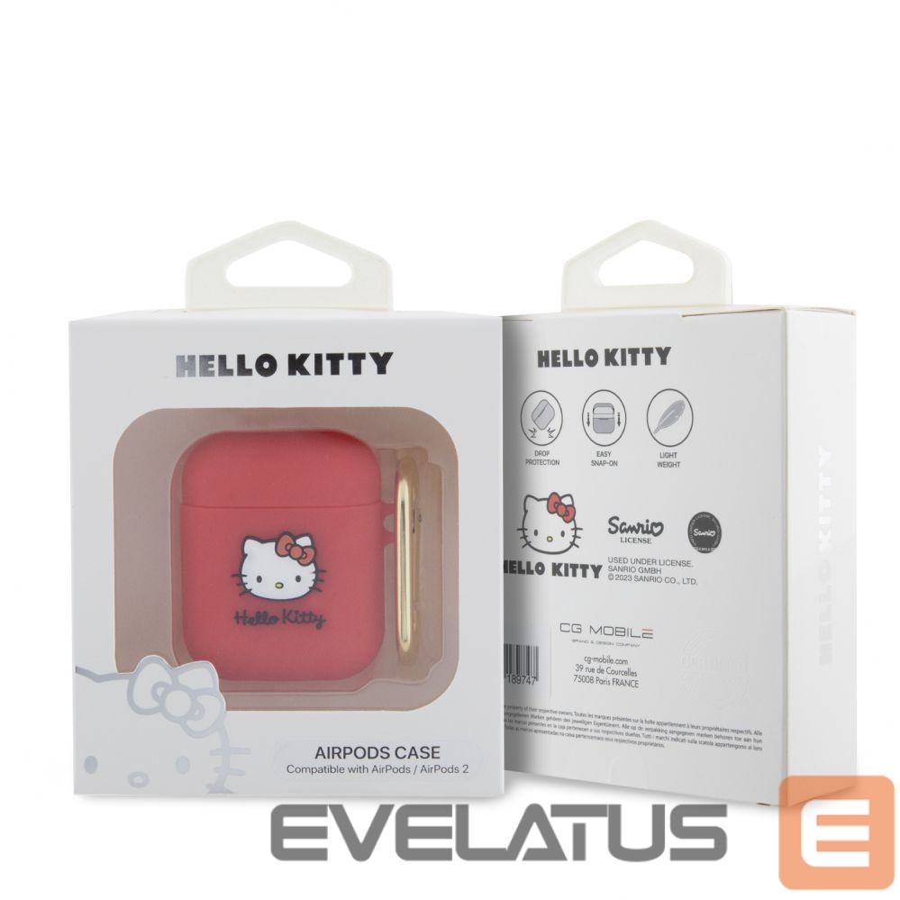 Korpus kõrvaklappidele Hello Kitty Apple Airpods 1/2 cover Silicone 3D Kitty Head Red