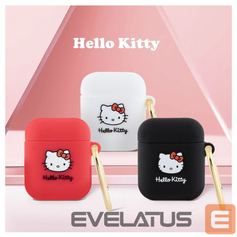 Korpus kõrvaklappidele Hello Kitty Apple Airpods 1/2 cover Silicone 3D Kitty Head Red