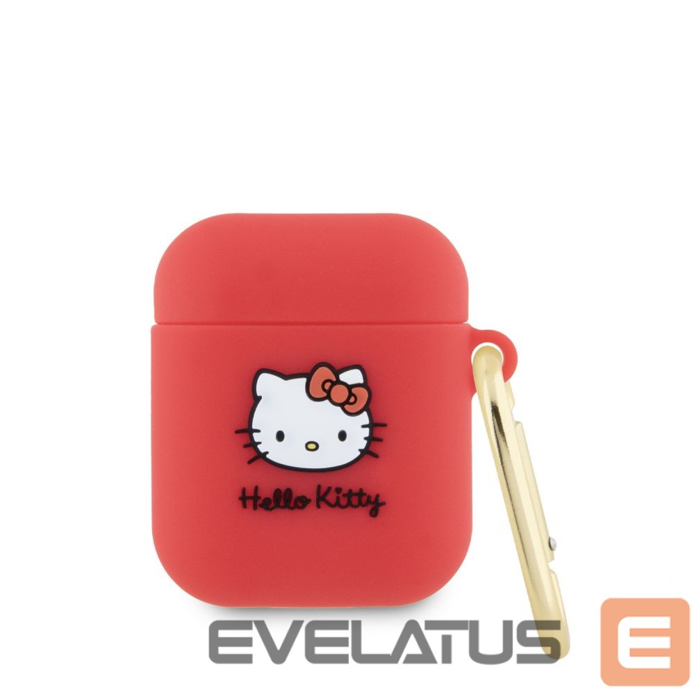 Korpus kõrvaklappidele Hello Kitty Apple Airpods 1/2 cover Silicone 3D Kitty Head Red