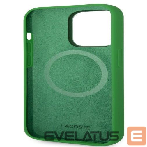 Tagakaaned Lacoste Apple iPhone 15 6.1 Liquid Silicone Microfiber Croc Logo Magsafe Back Cover Green