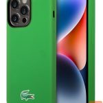 Tagakaaned Lacoste Apple iPhone 15 6.1 Liquid Silicone Microfiber Croc Logo Magsafe Back Cover Green