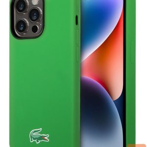 Tagakaaned Lacoste Apple iPhone 15 6.1 Liquid Silicone Microfiber Croc Logo Magsafe Back Cover Green