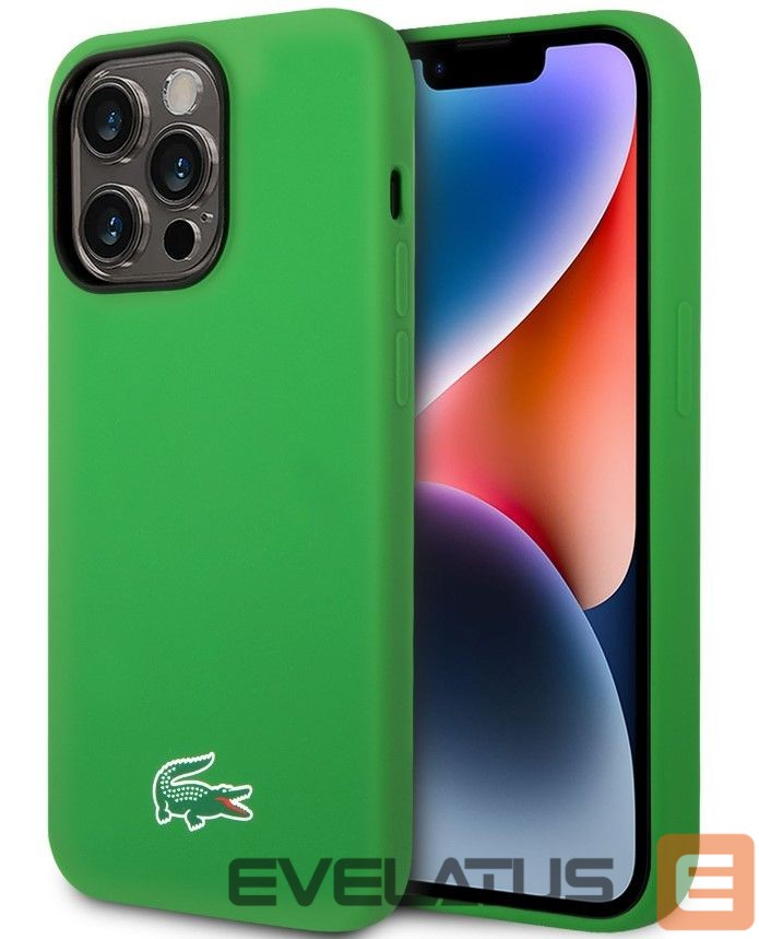 Tagakaaned Lacoste Apple iPhone 15 6.1 Liquid Silicone Microfiber Croc Logo Magsafe Back Cover Green