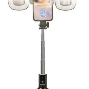 Selfie pulk iLike Universal SELFIE MINI HANDLE BLUETOOTH REMOTE CONTROL LED LAMPS Black