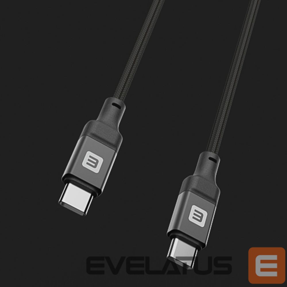 Kaabel Evelatus Evelatus USB C to C Cable 2M 60W / 20V3A Aluminum housing braiding Black