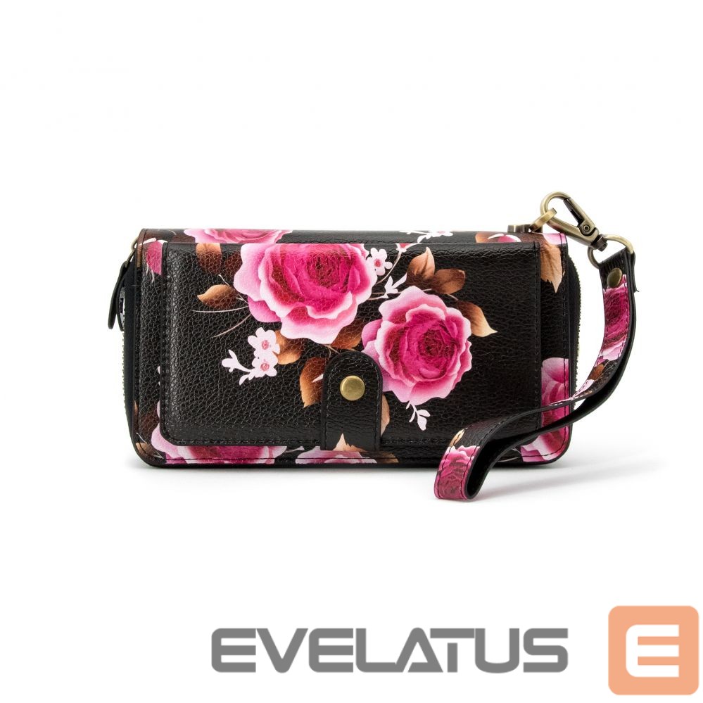 Universaal mobiiltasku Evelatus Universal Wallet Zipper Design Flower Black