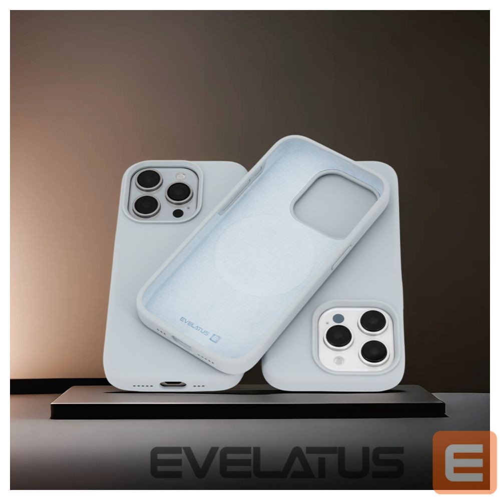 Tagakaaned Evelatus Apple iPhone 15 Pro Max Premium Magsafe Soft Touch Silicone Case New Function Grey Blue