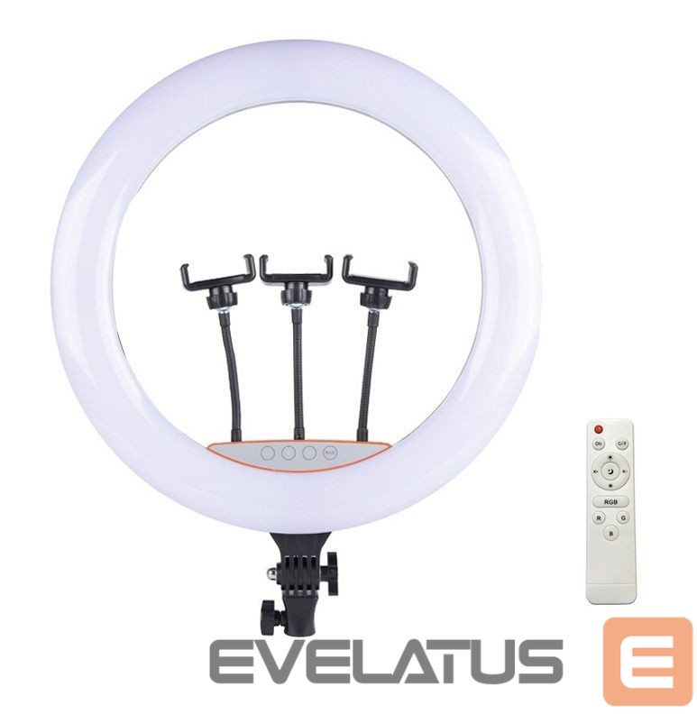 Selfie pulk Elight SR18 45cm LED Light Ring with 3x Smartphone holder + 220V Adapter + BT remote Black
