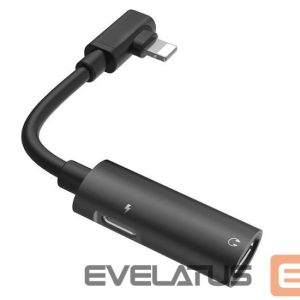 Üleminek Hoco  Dual Lightning Cable Audio Converter To Lightning Headset Plug + Lightning Charger Plug Juodas Black