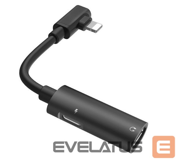 Üleminek Hoco Dual Lightning Cable Audio Converter To Lightning Headset Plug + Lightning Charger Plug Juodas Black