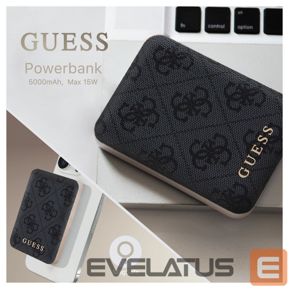 Väline aku Guess Power Bank MagSafe 5000mAh 4G PU Black