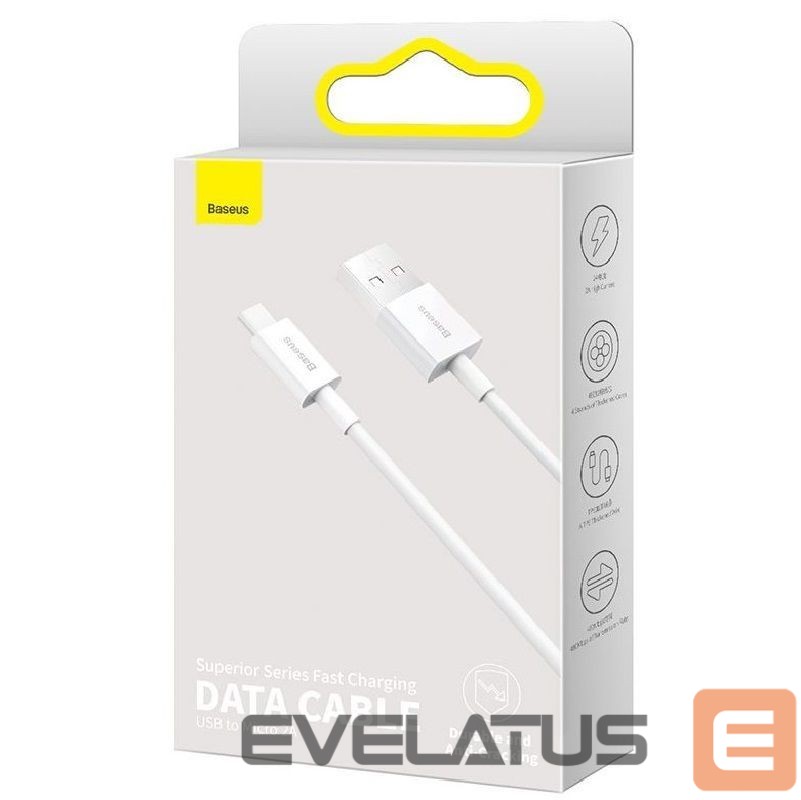 Kaabel Baseus - Superior Fast Charging Data Cable MicroUSB 1m White