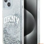 Tagakaaned DKNY Apple iPhone 15 hardcase Liquid Glitter Big Logo Transparent Silver