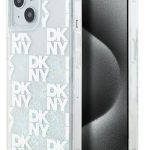 Tagakaaned DKNY Apple iPhone 15 hardcase Liquid Glitter Multilogo White