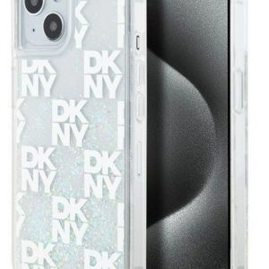 Tagakaaned DKNY Apple iPhone 15 hardcase Liquid Glitter Multilogo White