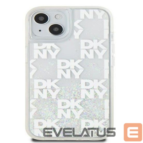 Tagakaaned DKNY Apple iPhone 15 hardcase Liquid Glitter Multilogo White