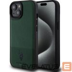 Tagakaaned U.S. Polo PU Apple iPhone 15 Leather Mesh Pattern Double Horse Case Green