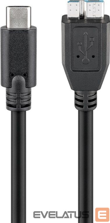 Kaabel Goobay 67995 USB-C to micro-B 3.0 cable Round cable, SuperSpeed data transfer - The USB-C cable supports data transfer rates up to 5 Gbps - 10 times faster than USB 2.0; Quick charge function - USB-C charging cable for super-fast synchronisation and charging of USB-C enabled devices with a power of up to 15 W., 0.6 m, USB-C (male), micro-B 3.0, Black