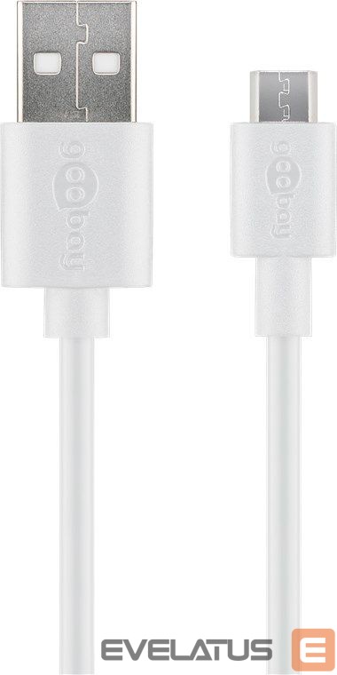 Kaabel Goobay Micro USB charging and sync cable 43837 White, USB 2.0 micro male (type B), USB 2.0 male (type A)