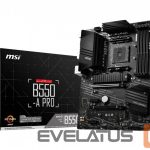 Intel protsessori emaplaat MSI  B550-A PRO Processor family AMD, Processor socket AM4, DDR4 DIMM, Memory slots 4, Supported hard disk drive interfaces 	SATA, M.2, Number of SATA connectors 6, Chipset AMD B550, ATX 
