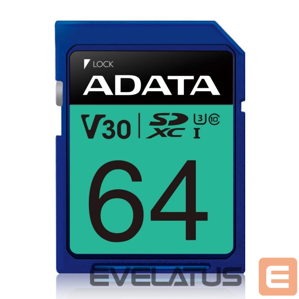 Muu arvutitarvik ADATA MEMORY SDXC 64GB V30/ASDX64GUI3V30S-R