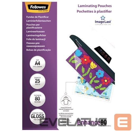 Kontoritarbed Fellowes LAMINATOR POUCH IMAGELAST/A4 80 25PCS 5396205