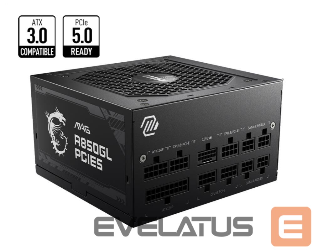 Toiteplokk MSI Power Supply||850 Watts|Efficiency 80 PLUS GOLD|PFC Active|MAGA850GLPCIE5