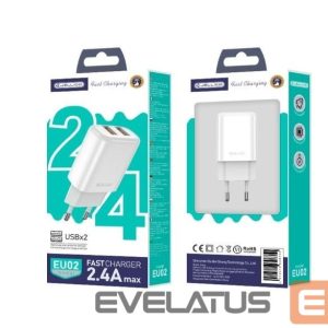Adaptrid Jellico  EU02 12W 2x USB 2.4A Plug Fast Adaptive Charger Universal for all Mobile Devices White