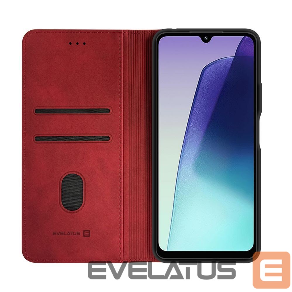Kaaned - kaaned Evelatus Xiaomi Redmi 14C 4G/ 14C 5G / Redmi A4 / POCO C75 PU Leather Book Case Red