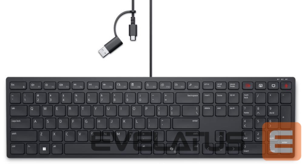 Arvuti klaviatuur Dell | Collaboration Keyboard | KB525C | Keyboard | Wired | Russian (QWERTY) | Black | USB-C