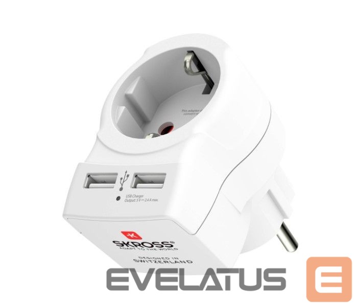 Üleminek Skross In-line socket + USB White