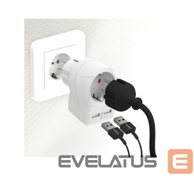 Üleminek Skross In-line socket + USB White