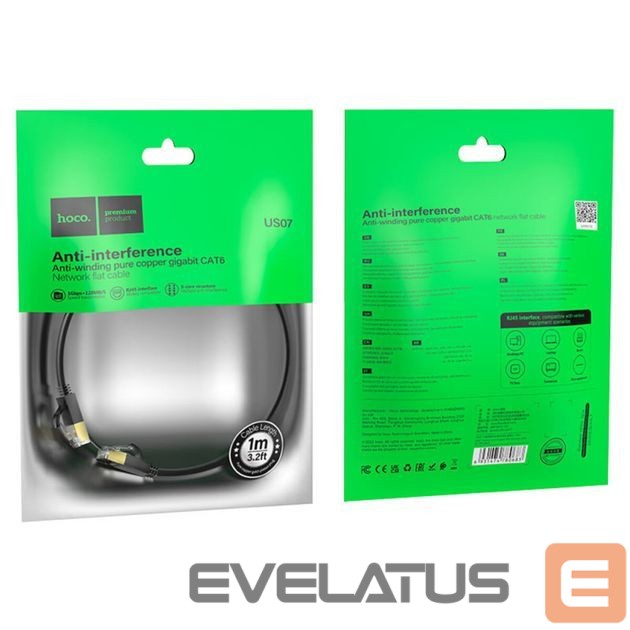 Kaabel Hoco US07 General pure copper flat network cable(L=1M) Black