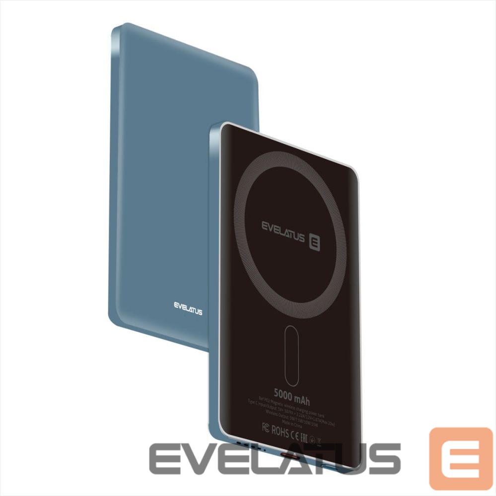 Väline aku Evelatus Evelatus PD20W 5000mAh Power Bank MagLink Elite With Wireless charging EVEP02PBMEB Blue