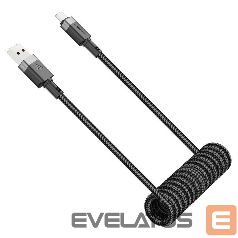 Kaabel Acefast C14-04 USB-A - USB-C Cable Spring 480Mb/s 3A 1.2m spring charging data cable Black