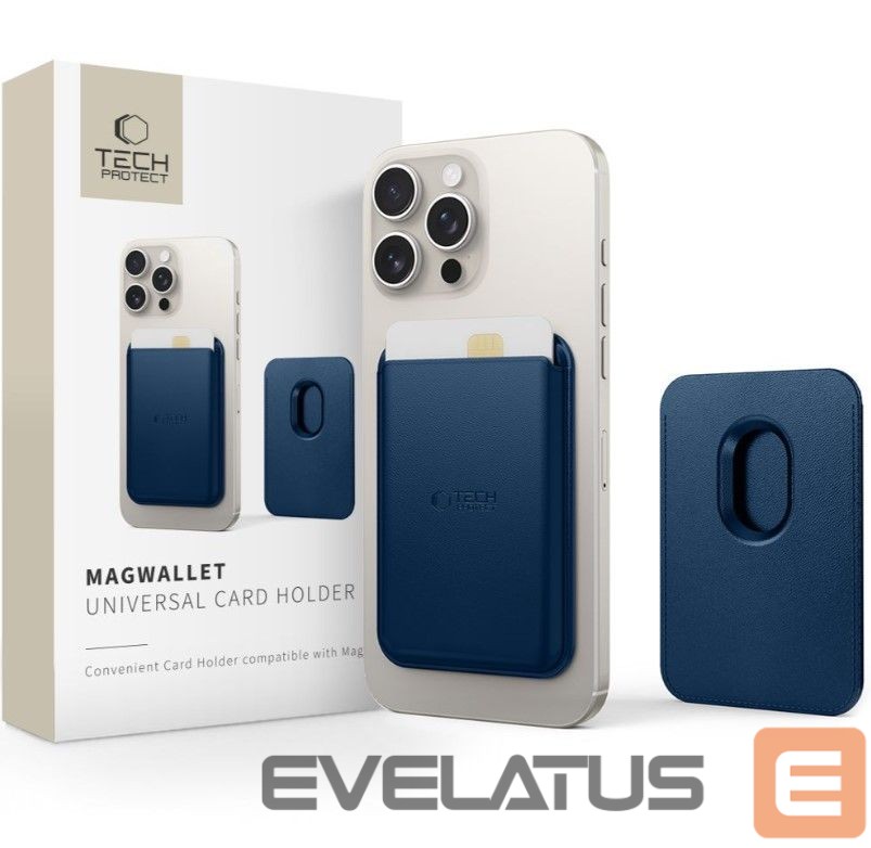 Universaal mobiiltasku Tech-Protect Universal MAGWALLET MAGSAFE UNIVERSAL MAGNETIC CARD HOLDER Navy Blue