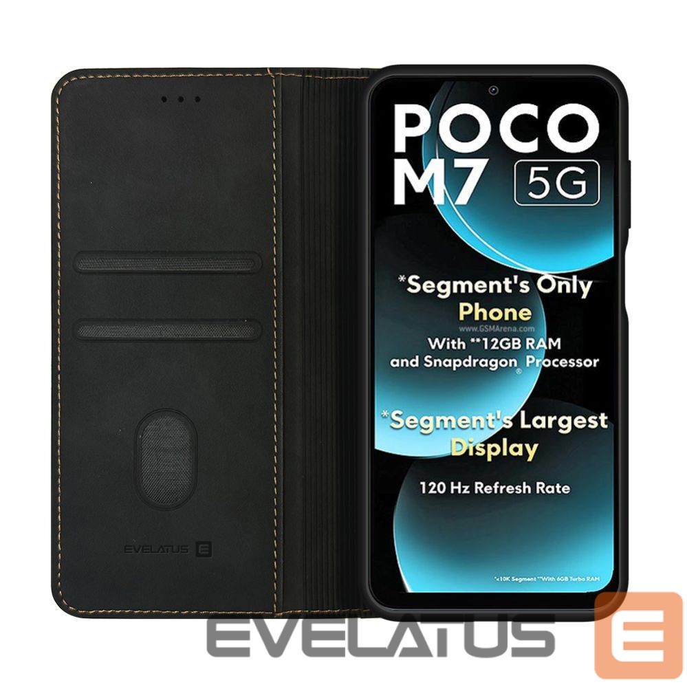 Kaaned - kaaned Evelatus Xiaomi Poco M7 Book Case Folio Black