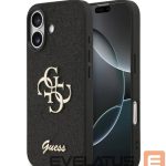 Tagakaaned Guess Apple iPhone 17 PU Fixed Glitter 4G Metal Logo Case Black