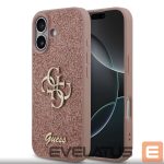 Tagakaaned Guess Apple iPhone 17 PU Fixed Glitter 4G Metal Logo Case Pink