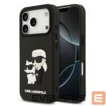 Tagakaaned Karl Lagerfeld Apple iPhone 17 Pro Silicone 3D Rubber Karl and Choupette Case Black
