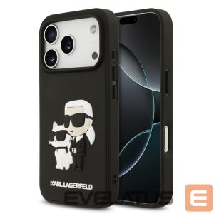 Tagakaaned Karl Lagerfeld Apple iPhone 17 Pro Silicone 3D Rubber Karl and Choupette Case Black