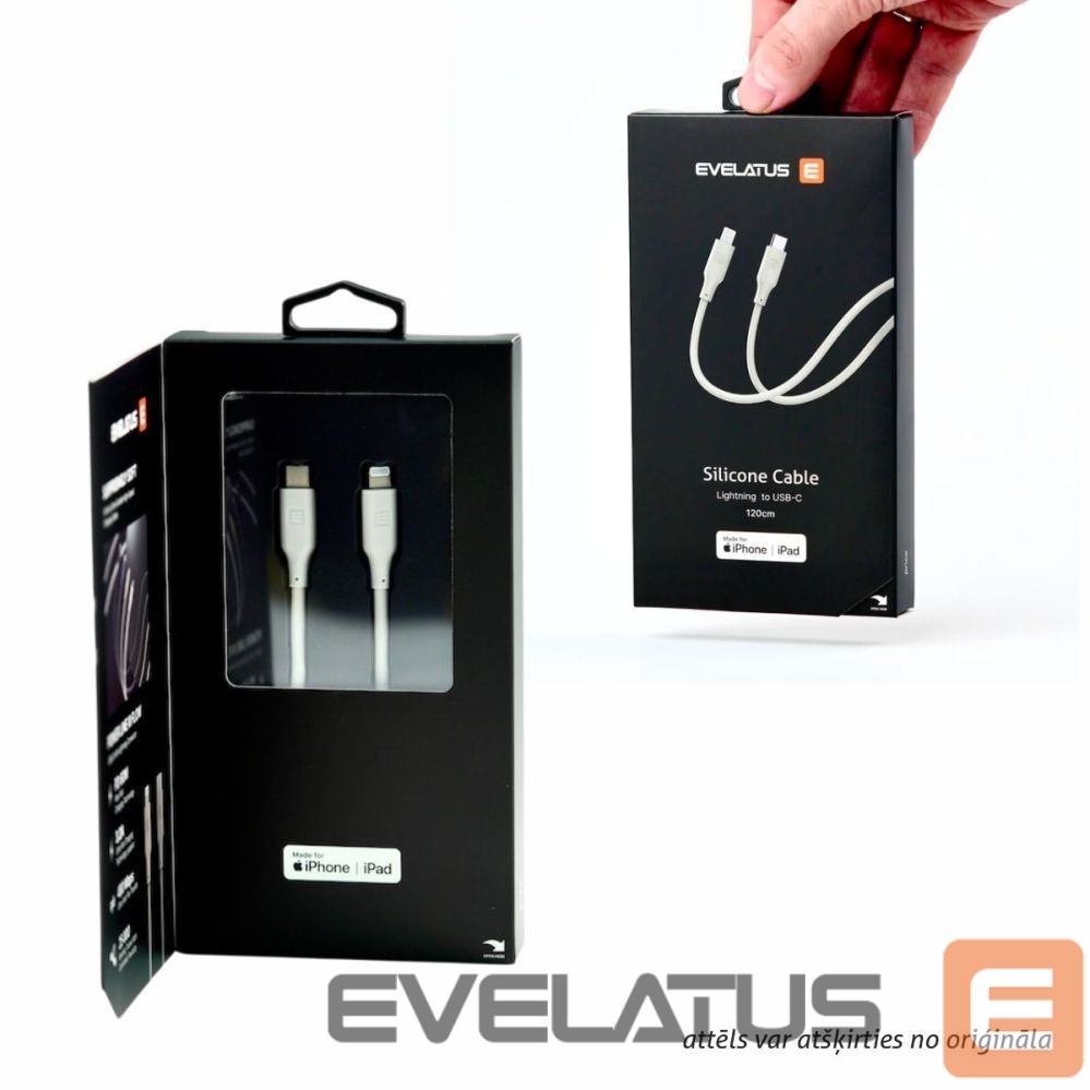 Kaabel Evelatus Evelatus USB C to Lightning Silicone Cable 1.2M (MFI10CL) 60W / 20V3A Blue